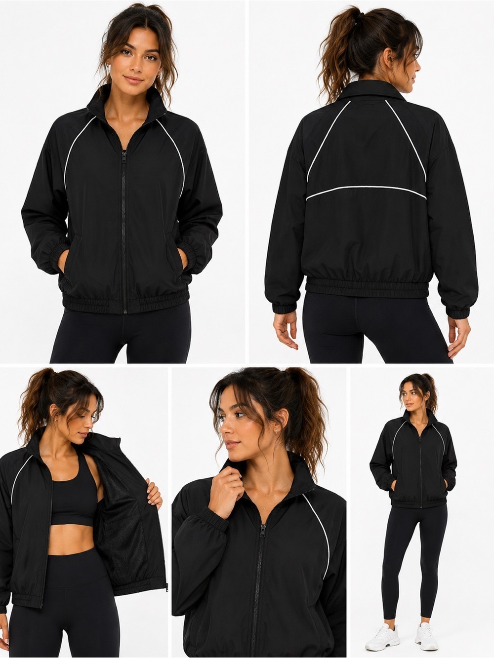 Daisy Fuentes Fit Women’s Black Lightweight Zip-Up Athletic Jacket